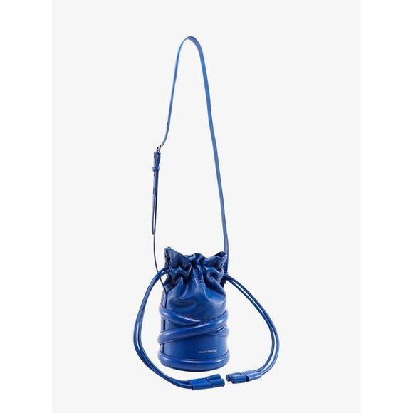 Alexander Mcqueen Women The Soft Curve Blue Calfskin Leather Cross Body Bag