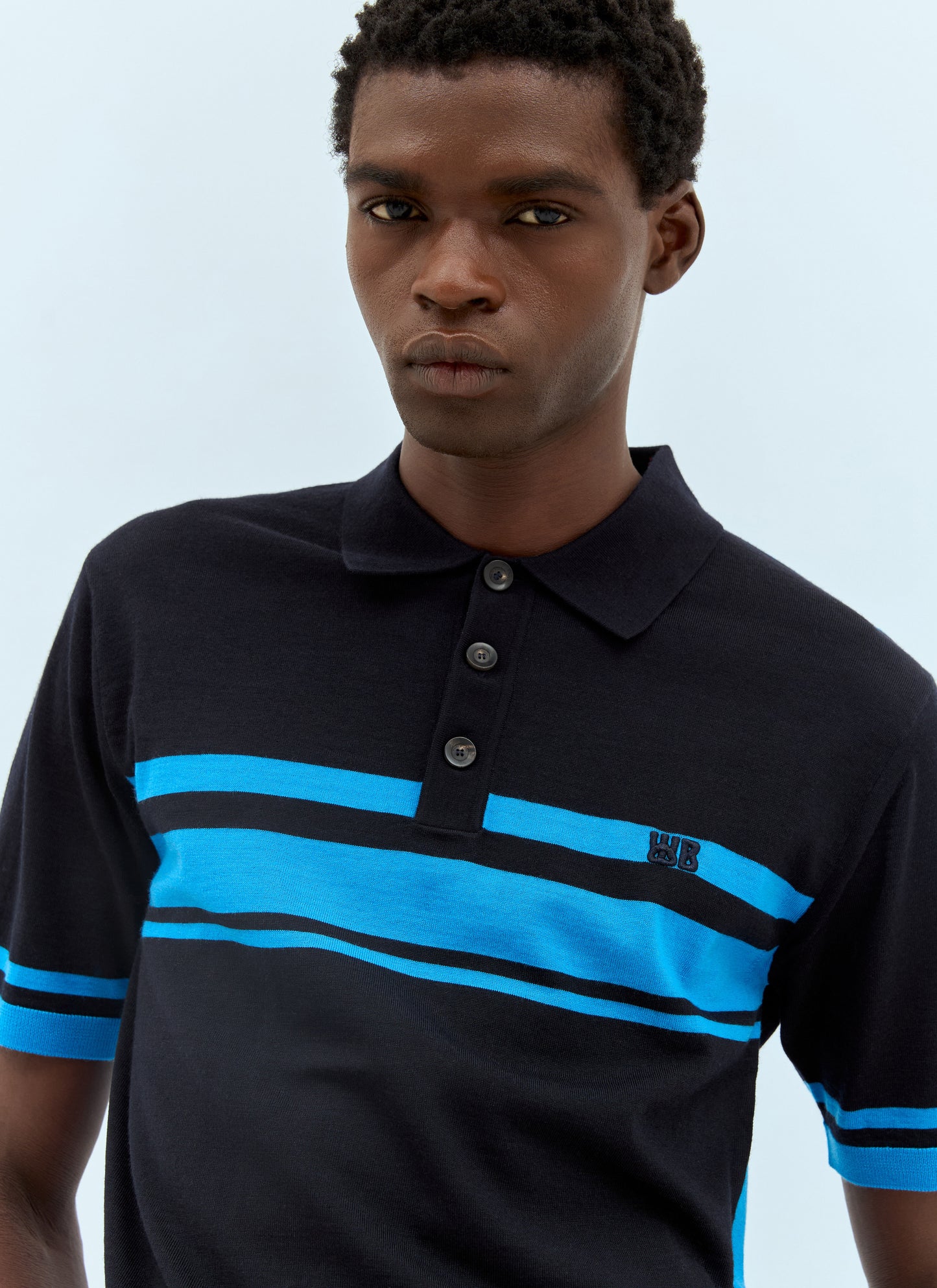 Wales Bonner Men Dawn Striped Polo Shirt